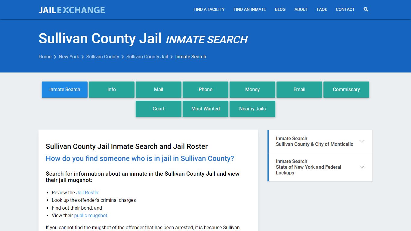 Inmate Search: Roster & Mugshots - Sullivan County Jail, NY